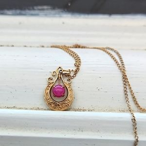 Shop Closing Vintage 12k gold filled pink sapphire necklace